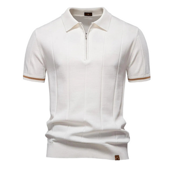 Men’s Solid Polo – Sporty, Zipper, Slim Fit, and Casual