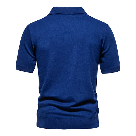 Men's short-sleeve retro casual polo shirt