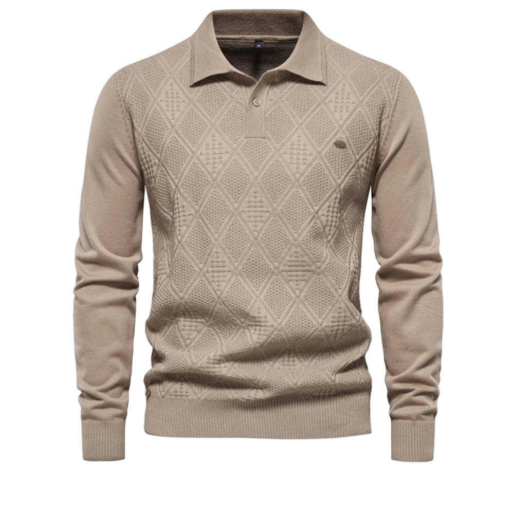 Men’s Autumn 2023 Cotton Polo Neck Sweater – Knitted, Casual and Social