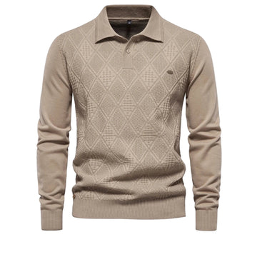 Men’s Autumn 2023 Cotton Polo Neck Sweater – Knitted, Casual and Social