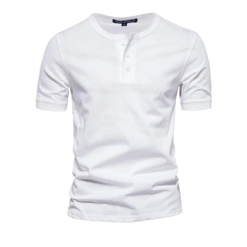 Men’s 100% Cotton T-Shirt – Henley Collar, Casual, and High Quality