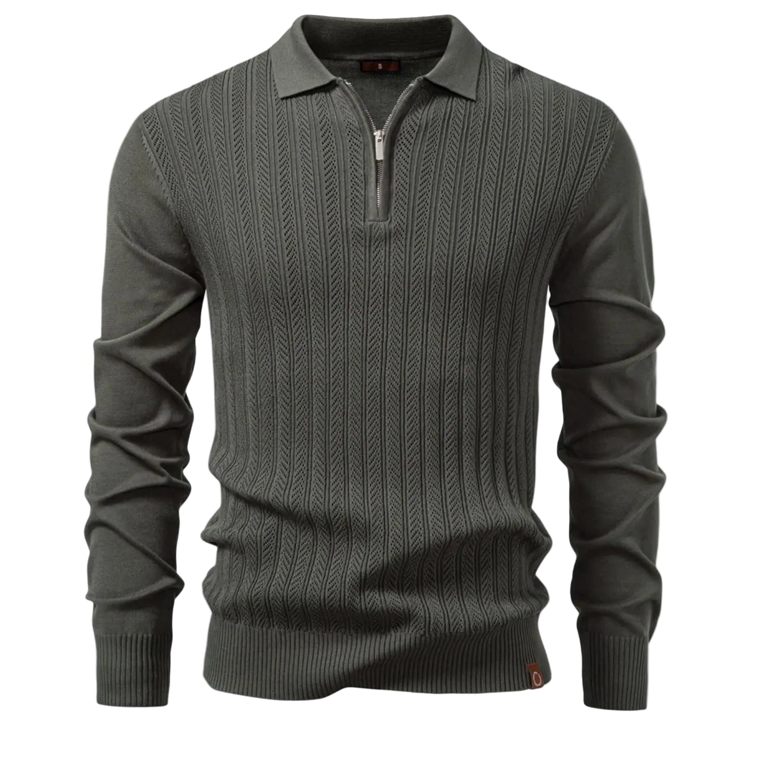 Premium Men’s Polo – Slim Fit, Long Sleeve with Zipper, Luxury and Casual