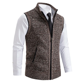Men's sleeveless knitted fashion vest brown