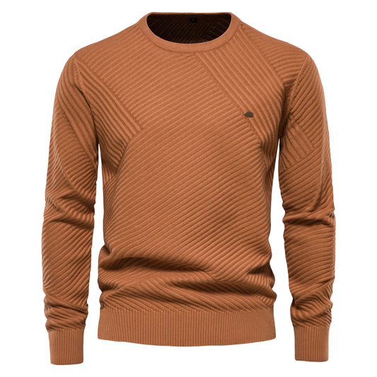 Men’s Cotton Sweater – Solid, Striped, O-Neck, Casual and High Quality