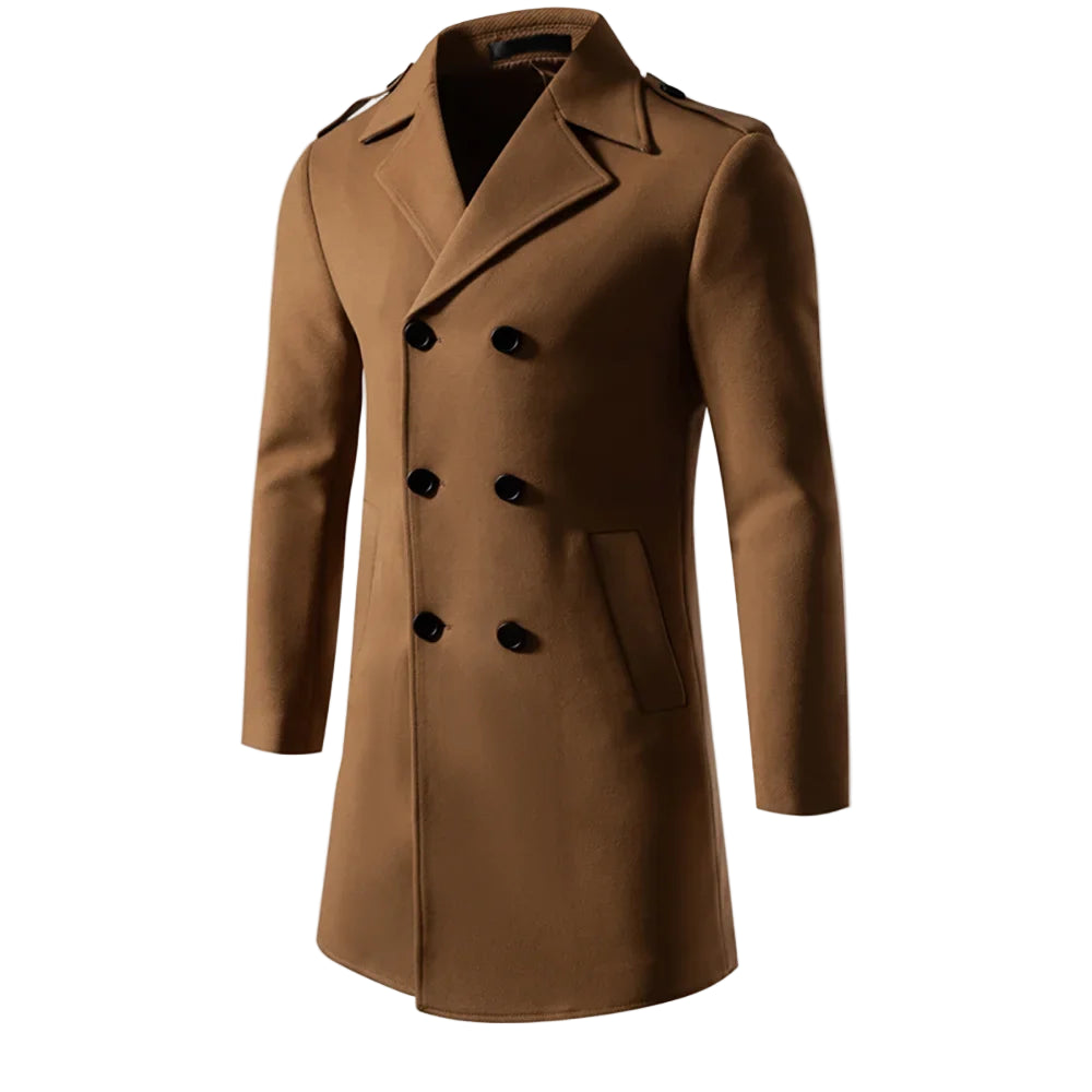 Men’s Wool Blend Coat – Double Breasted, Thick, Fashionable, Soft Touch