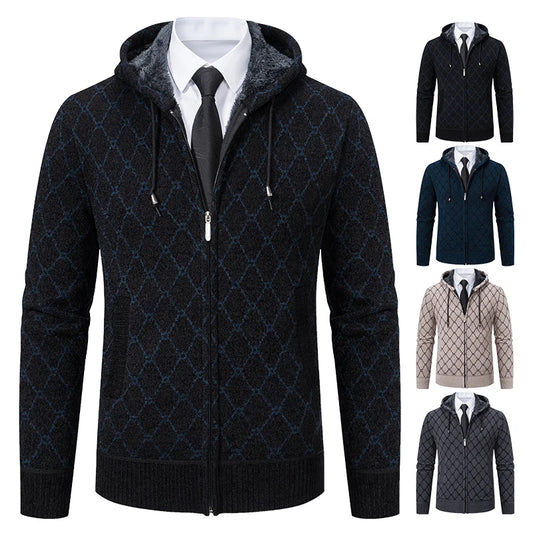 Men's winter velvet-lined padded cardigan