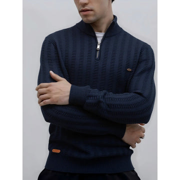 Men's luxury striped cotton crew-neck sweate