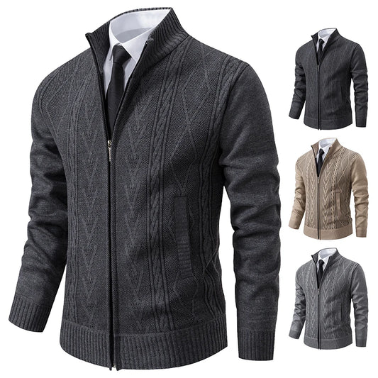 2023 men's warm cashmere knitted sweater coat