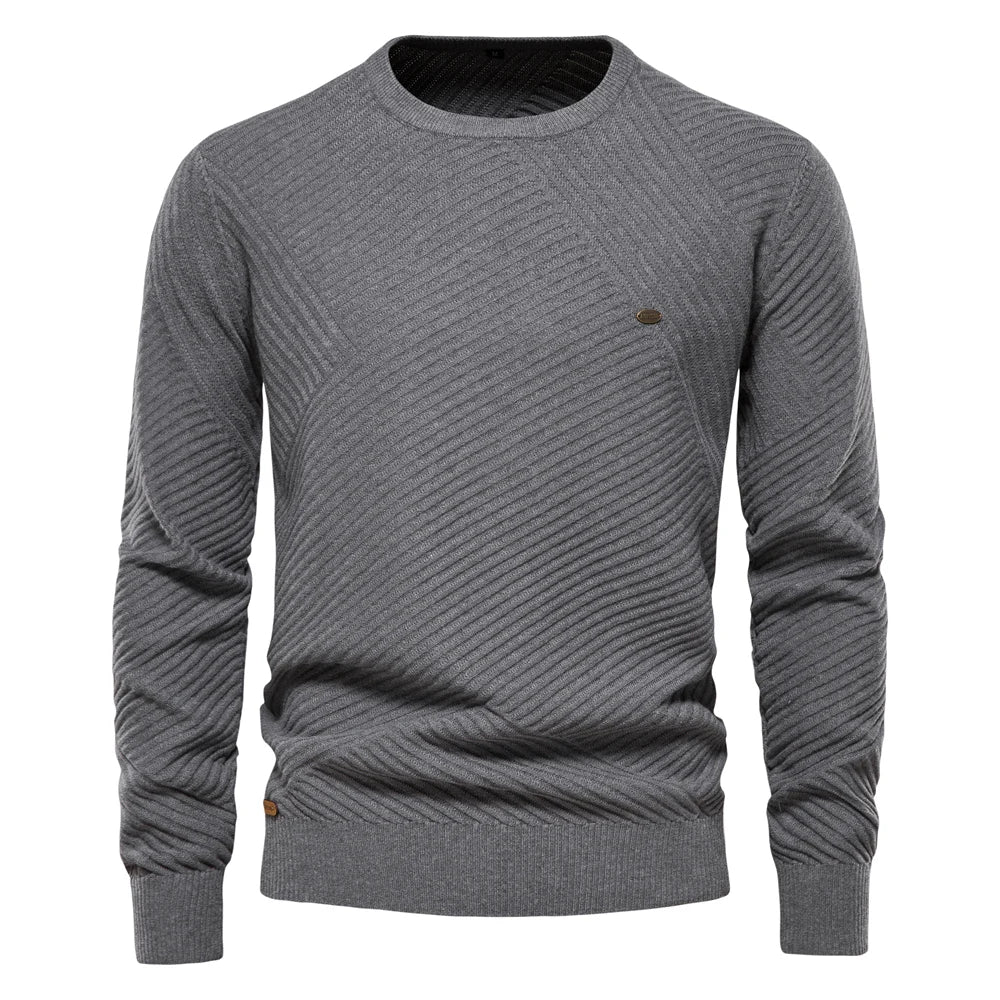 Men’s Cotton Sweater – Solid, Striped, O-Neck, Casual and High Quality