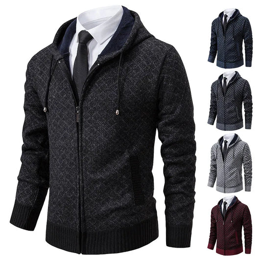 Men's winter zip-up knitted sweater