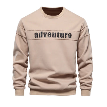 Men’s Sweatshirt – Smooth Patchwork, Printed, O-Neck, Fashionable