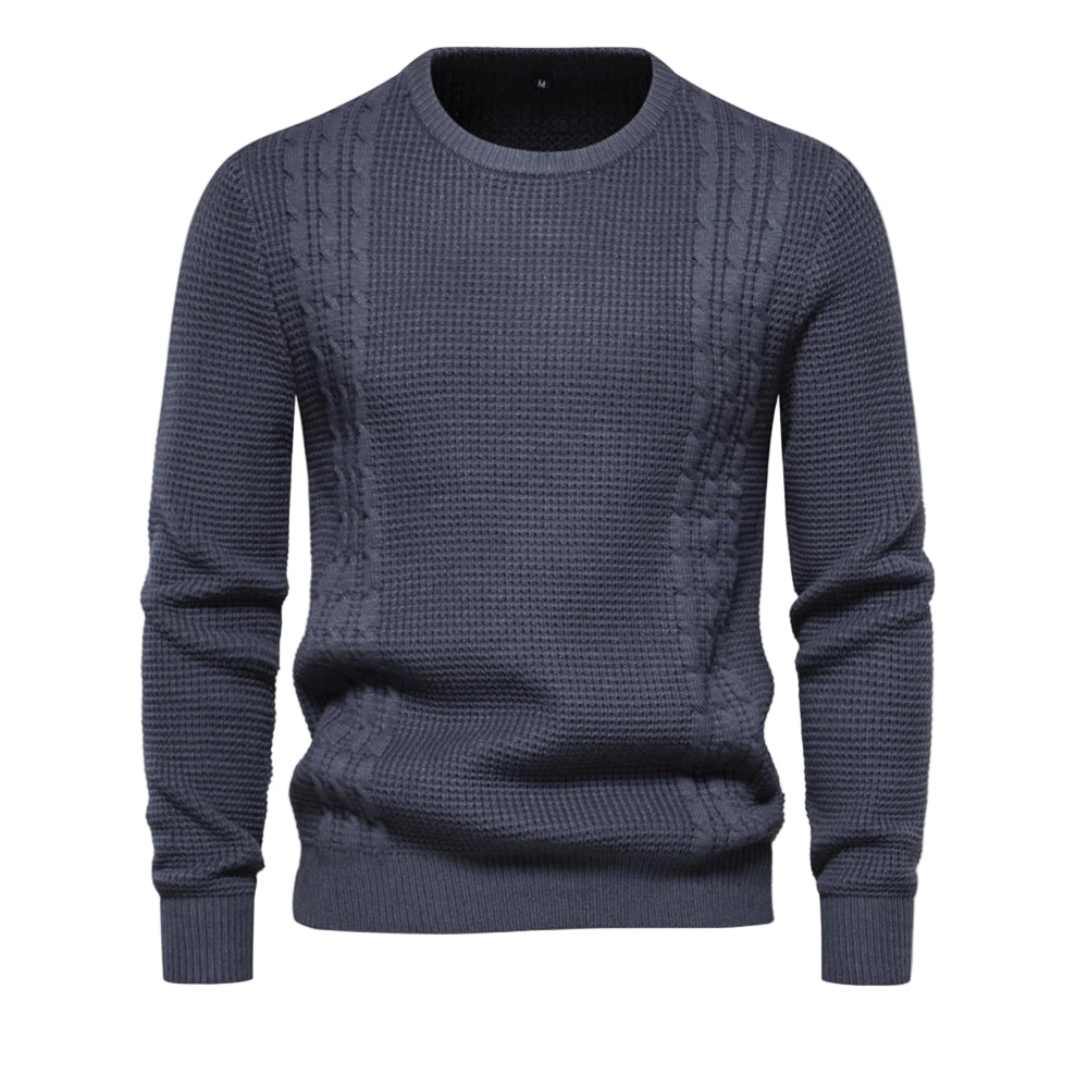 Men’s Autumn 2023 Cotton Sweater – O-Neck, Patchwork Sleeves, Solid, Warm