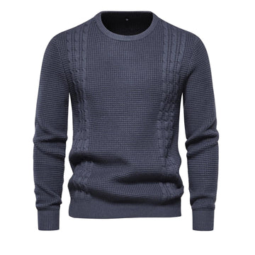 Men’s Autumn 2023 Cotton Sweater – O-Neck, Patchwork Sleeves, Solid, Warm