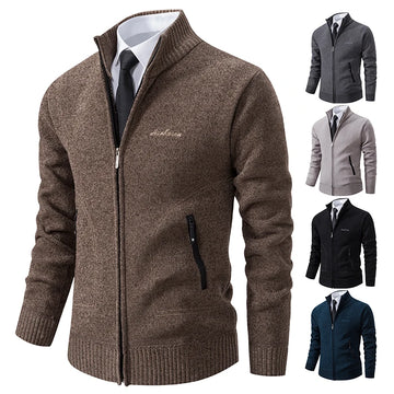 2023 men&#39;s stand-collar warm cardigan coat